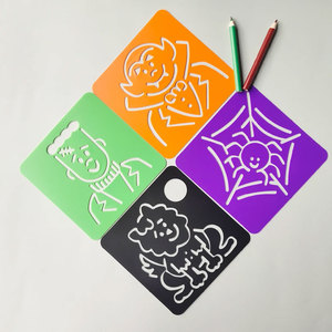Gf phổ biến nóng bán Halloween Tùy chỉnh hình dạng tái sử dụng giấy sổ lưu niệm thủ công PP nhựa vẽ tranh <span class=keywords><strong>Stencil</strong></span> cho trẻ em - Product Image 3