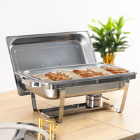 Ensemble de chauffe-plats 9L pliable en argent pour chauffe-plats portable pour la restauration Chauffage au carburant en acier inoxydable abordable pour la maison