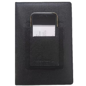 A5 Đen New Arrival Máy Tính Xách Tay Và Bút Tùy Chỉnh Da Bìa Với Phía Trước Túi Điện Thoại - Product Image 1