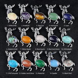 Vente en gros spécial pierre précieuse wapiti <span class=keywords><strong>broche</strong></span> pendentif pour collier cristal wapiti broches cristal naturel pierre wapiti forme <span class=keywords><strong>broche</strong></span> pour cadeau - Product Image 3