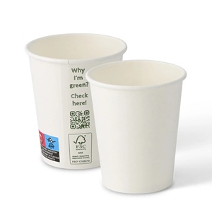 Gobelets en papier à paroi simple de 8 oz, diamètre 80 mm, couleur blanche, jetables, écologiques, pour boissons chaudes (café/thé) - Product Image 3