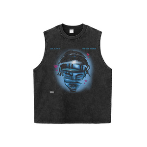 T-shirt à manches longues en coton délavé style hip-hop rétro américain, motif rap, pour hommes et femmes, marque de mode urbaine, effet vieilli - Product Image 4