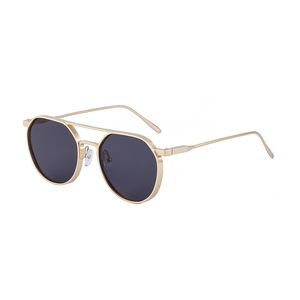 1330 Retro Oval Frame Men's Metal Double Bridge Driving <b>Sunglasses</b> <b>Round</b> Wholesale Shades Luxury Brand Designer - Product Image 6