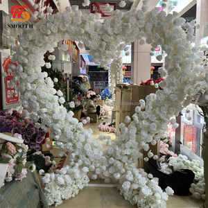 SMOOTH New Design White Rose Heart Shaped Metal Floral <b>Arch</b> Wedding <b>Decoration</b> Artificial Flower <b>Arch</b> - Product Image 2