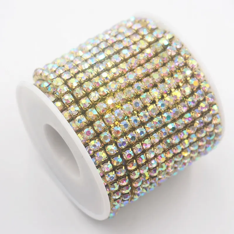 Mixcolor Ab Rhinestone Trimmen <span class=keywords><strong>Roll</strong></span> In Bulk, Hoge Kwaliteit Strass Cup Keten