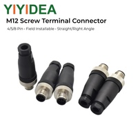 Konektor Terminal Sekrup Tanpa Solder M12 4 5 8 Pin Steker yang Dapat Digunakan Kembali untuk Otomasi Industri