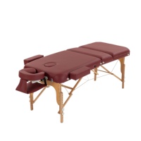Table de massage pliante portable avec cadre en bois, hauteur réglable, capacité 260 kg, lit de massage 3 sections avec repose-visage et accoudoirs