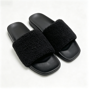 Young Girls Chestnut Brown Furry Faux Fur Slippers Almond Toe Winter Sole Cabin Custom Packaging New Arrival Hot Selling Lounge - Product Image 5