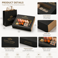 Boîte cadeau de luxe en carton rigide noir mat avec fenêtre, personnalisable avec logo, en papier d'art, pour emballage de sushis à emporter, recyclable