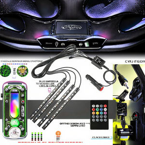 Bande lumineuse LED pour voiture 12V RGB bleue 4 en 1, accessoires de décoration d'ambiance intérieure, télécommande, garantie de 2 ans - Product Image 2
