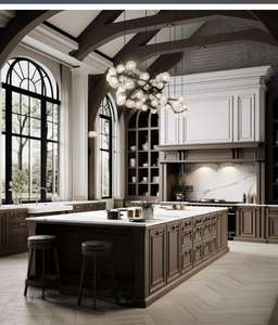 Gabinetes de Cocina Integrados Estilo Americano Personalizados, Puertas con Relieve, Almacenamiento Multicapa, Fregadero para las Necesidades de Almacenamiento de Toda la Familia - Product Image 1