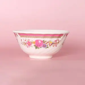 Restaurant Supply Thickened Melamine Bowl Floral Printed Tableware Plastic Rice Soup Bowl