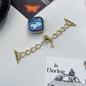 Ajustable <span class=keywords><strong>se</strong></span>ñoras de acero inoxidable Metal <span class=keywords><strong>Smartwatch</strong></span> pulsera corazón Rhinestone 38 45 49mm correas de reloj Zinc 3 4 5 <span class=keywords><strong>SE</strong></span> para <span class=keywords><strong>Apple</strong></span> - Product Image 4