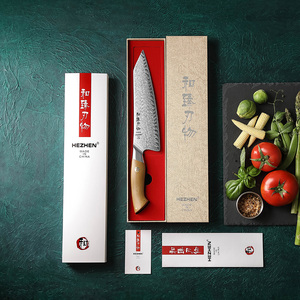 Couteau de chef HEZHEN en acier Damas personnalisé, manche en Micarta de lin durable, couteau de cuisine professionnel pour trancher, Gyuto - Product Image 3