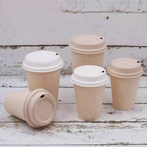 Тайский поставщик: одноразовые биоразлагаемые бумажные стаканы для кофе из сахарного тростника с крышкой, производство Таиланд - Product Image 1