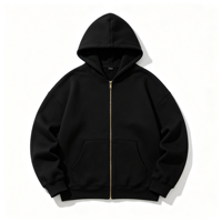 Sweat à capuche zippé en coton épais, coupe oversize, effet vieilli, avec poche kangourou, chaud et de qualité supérieure, pour la mode