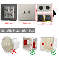 Interrupteur mural européen rétro avec panneau de commande, en acier inoxydable brossé argenté, interrupteur antique avec prise de charge USB Type-C