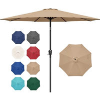 Parasol de table en acier pour patio extérieur, protection UV, étanche, avec bouton poussoir et manivelle inclinable, personnalisable pour jardin, plage, vente par correspondance