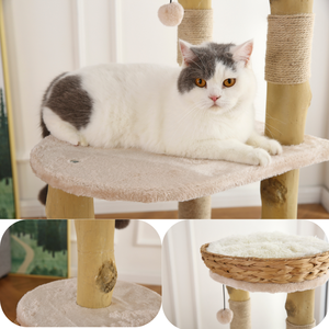 <span class=keywords><strong>Arbre</strong></span> <span class=keywords><strong>à</strong></span> <span class=keywords><strong>chat</strong></span> écologique avec griffoir, condo en résine, bois de poirier, jute et corde de jute pour chats adultes - Product Image 5