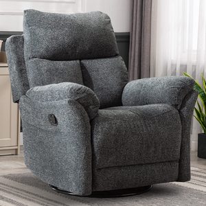 Sillón Reclinable Giratorio <span class=keywords><strong>de</strong></span> 360 Grados, Sillón Reclinable <span class=keywords><strong>de</strong></span> Tela Acolchada con Respaldo Ajustable para Sala <span class=keywords><strong>de</strong></span> Estar - Product Image 1