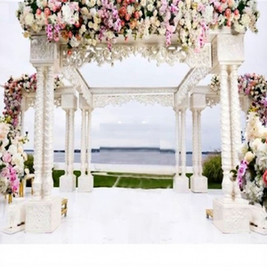 Unique Triple Pillar Akshara Mandap Set Durable Fiber Reinforced Plastic Triple Pole Classy Traditional Gujarati <b>Wedding</b> Mandap - Product Image 1