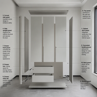 Armoire grise minimaliste moderne avec tiroirs et rangements, placard en MDF pour chambre à coucher, sur mesure