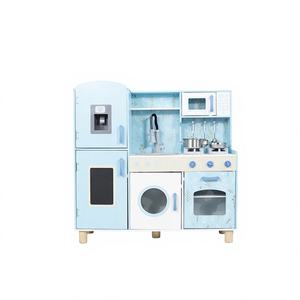 Cocina de Juguete Grande de Madera para Niños Tosen con Refrigerador, Microondas, Estufa y Fregadero Vintage, Juego de Cocina Premium - Azul 90cm - Product Image 1