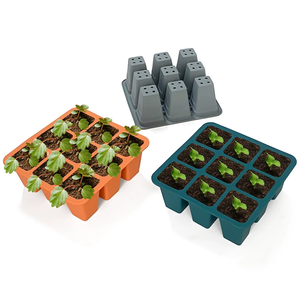 Bandeja de silicona de 9 celdas para germinación de semillas, bandejas reutilizables para germinación de plántulas con orificios de drenaje de agua para la propagación de plantas - Product Image 1