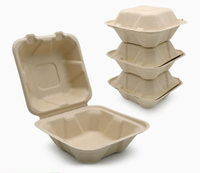 Conteneur alimentaire en bagasse sans PFAS de 8,5 pouces avec couvercle, micro-ondable, biodégradable, boîte à lunch pour le camping