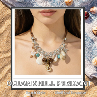 Nouveauté en gros : Colliers bohèmes coquillages et conques, style vacances à la plage, chaînes de clavicule et accessoires assortis pour les voyages.