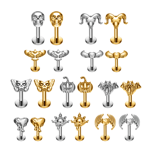 <span class=keywords><strong>Piercing</strong></span> corporel en Titane G23, motif Tête <span class=keywords><strong>de</strong></span> Lion, Crâne et Aile, avec filetage interne, pour lèvre, cartilage d'oreille, labret, <span class=keywords><strong>langue</strong></span> et hélix - Product Image 1
