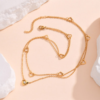 Colliers à chaînes superposées en acier inoxydable avec pendentif cœur pour femmes, plaqué or 18 carats, accessoires de mode étanches, bijoux féminins
