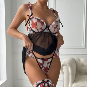 Meilleures ventes : Chemise de nuit en dentelle pour femme, sexy, brodée et à motifs floqués, lingerie transparente pour femme mature, style strip-teaseuse, ensembles de lingerie - Product Image 4