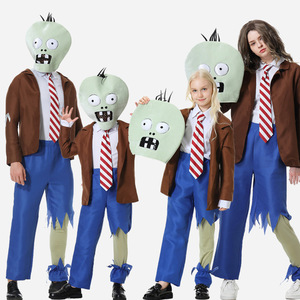 Costumes Famille Plants vs Zombies pour Parents et Enfants, Tenues d'Halloween Unisexe en Polyester pour Spectacles Scéniques - Product Image 1