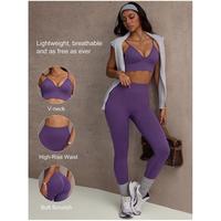Ensemble d'entraînement 2 pièces respirant, léger, ajustable, sans manches, taille haute, effet ventre plat, extensible dans les quatre sens, avec soutien-gorge et pantalon