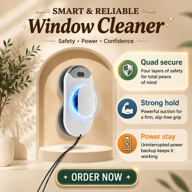Electric Window Cleaning Robot App-Controlled Intelligent Navigation Streak Free Household 3 Modes Dual Spray Water
