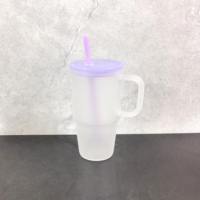 Logo personnalisé multicolore 20oz clair enfants tasses de voyage en verre extérieur sublimation blancs givré gobelet de bricolage avec poignée et couvercle