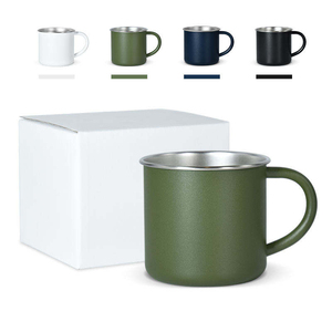 Tasse à café de voyage, randonnée, camping et feu de camp en acier inoxydable à paroi simple, gravée au laser sur mesure, avec revêtement en poudre et poignée. - Product Image 2