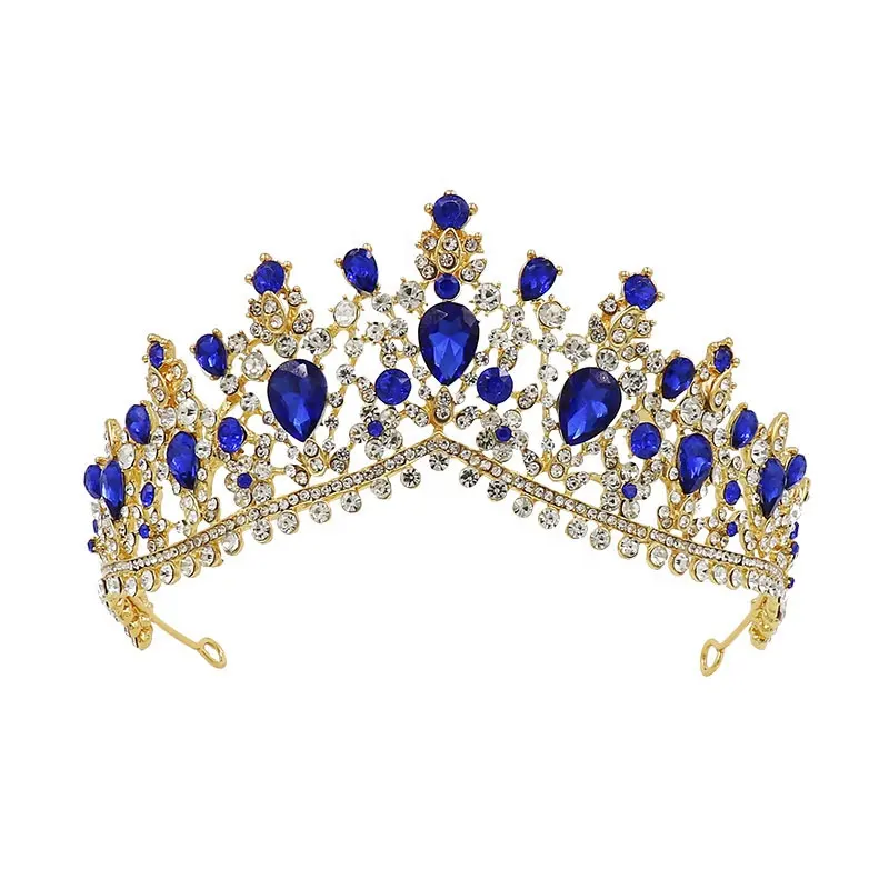 Gouden Barokke Crystal Diamond Party Bruiloft Tiara Strass Kroon Voor Vrouwen Bruids Kronen Sieraden