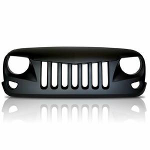 Vente chaude Eagle Eye Design ABS Noir <span class=keywords><strong>Angry</strong></span> Face Grill Accessoires de voiture Grille de pare-chocs avant de voiture pour 2007-2017 <span class=keywords><strong>Jeep</strong></span> Wrangler JK - Product Image 2