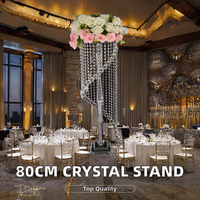 Support de fleurs en cristal de luxe 80 cm, centre de table de mariage, support de vase en forme de lustre, décoration décorative