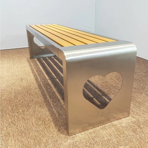 Silla de espera para exteriores Ssyou, banco multiplaza de acero inoxidable 304 con recorte en forma de corazón para espacios públicos - Product Image 1