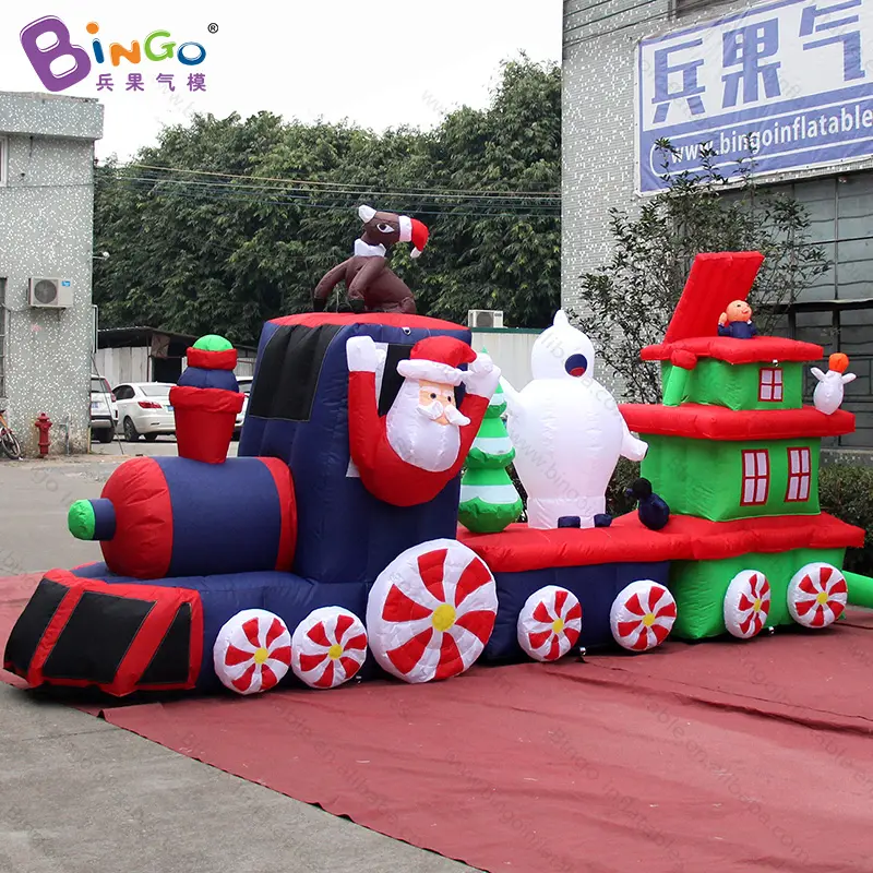 Tren inflable de Navidad con Papá Noel, muñeco de nieve, decoración de Navidad, nuevo diseño