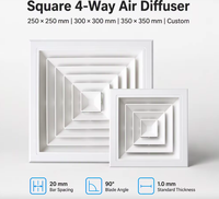 Diffuseur d'air carré décoratif de style moderne, grille de plafond en plastique durable à 4 voies pour intérieur de luxe