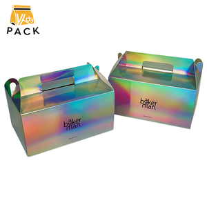 Tùy Chỉnh Cao cấp Xách Tay Holographic Hộp Với Matt Cán Dày Cardstock Món Quà Đảng Baking Snack Cầm Tay Thẻ Hộp - Product Image 1