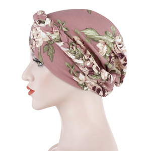 Sombrero de turbante sedoso para mujer SongMay, diseño de trenza trenzada, estampado musulmán de cáncer, gorro de calavera para quimio, diadema de poliéster para uso <span class=keywords><strong>en</strong></span> exteriores - Product Image 3