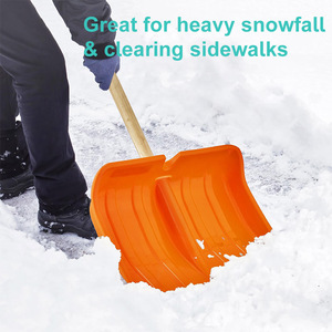 Plástico resistente con mango de metal de madera Hoja de material PP Pala de nieve fuerte Pala de nieve para entrada - Product Image 2