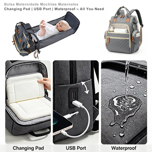 Sac à dos à langer avec matelas à langer, port de chargement, étanche, pour voyage, essentiels maman et bébé, vente en gros personnalisée - Product Image 2