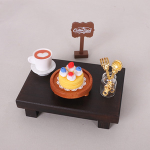Décoration miniature pour <span class=keywords><strong>maison</strong></span> de poupée : plateau de gâteaux et de café, ornement créatif pour scène ob11 - Product Image 4