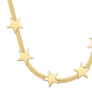 Collar de cadena de serpiente con estrella de cinco puntas, joyería de acero inoxidable chapado en oro de 18K de alta calidad, P213200 - Product Image 3